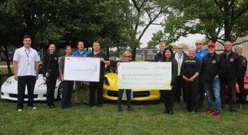 The Corvette Club of Windsor presents a donation to the Pediatric Oncology Unit at Windsor Regional Hospital, September 28, 2023.