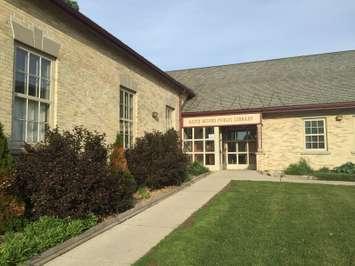 While the sign has been changed the renaming of the Wingham Library to the Alice Munro Public Library will be made official in a ribbon cutting ceremony during the Alice Munro Festival. (Photo by Ryan Brandt)