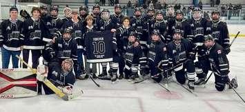 Blenheim Blades hold a number 10 jersey in honour of former captain Craig Spence. (Photo via Blenheim Blades Jr C Hockey Club on Facebook)