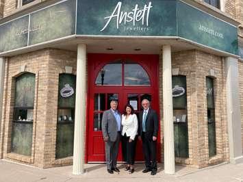 Michael, Cathy and David Anstett (left to right) in front of the Goderich store that will stay open after Cathy decided to continue the business. (Photo by Bob Montgomery)
