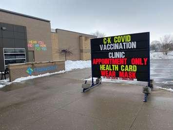 Chatham Mass Vaccination Clinic at the John D. Bradley Centre on February 22, 2021 (Photo by Allanah Wills)