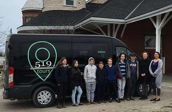 St. Marys School students along with Linda Sicoli, Economic Development Officer for the Town of Goderich (photo by Bob Montgomery)