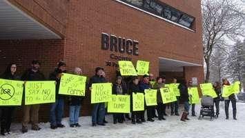 Protesters at Bruce County Council on February 20, 2020. (Photo by Kirk Scott)