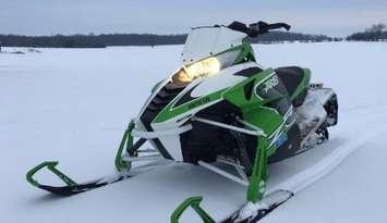 A snowmobile stolen in Chatsworth on January 23, 2025. Photo provided by Grey Bruce OPP.