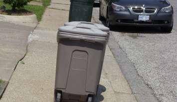 A hard-sided garbage can.  (Photo by Adelle Loiselle.)