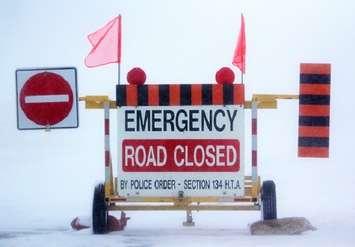 Road closed sign. BlackburnNews.com file photo. 