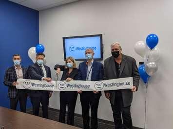 L-R: Edouard Saab, President, Westinghouse Canada; Chris Mudrick, Executive Vice President & Chief Nuclear Officer, Bruce Power; Pamela Cowan, President of Americas Operating Plant Services Unit, Westinghouse Electric Company; Mike Rencheck, President and CEO, Bruce Power; Dave Myette, Councillor, Town of Saugeen Shores