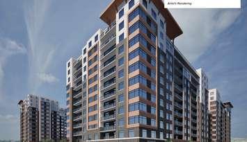 An artist's rendering of a new series of apartment complexes proposed for 770 St. Clair Street in Chatham. (Photo provided by the Municipality of Chatham-Kent)