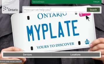 ServiceOntario web page. (Photo courtesy of ontario.ca/serviceontario)