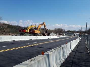 Work on the Bayfield Bridge in April of 2020. (Photo by Bob Montgomery)