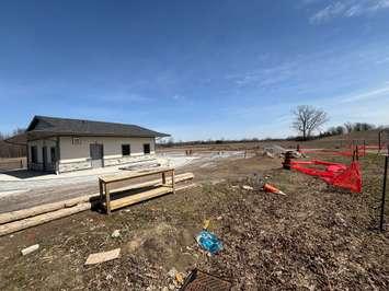 Construction is underway of a new splash pad in Petrolia. April 3, 2025. Photo courtesy of Kiwanis Club of Petrolia and area member Melissa Duquette.