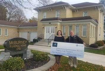 Dayna Deans, owner of McBurney Funeral Home, with Ian Montgomery, WDH Foundation Board Chair (photo submitted) 