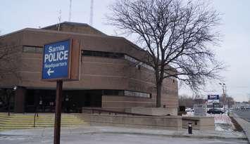 Sarnia Police Headquarters on Christina Street. 23 January 2020. (BlackburnNews.com photo by Colin Gowdy)