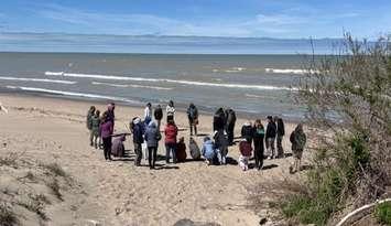Photo cutline: Special High Skills Major (SHSM) students explore coastal dynamics. Photo from the Lake Huron Coastal Centre
