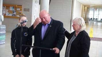 MP Larry Miller Emotional as he announces Retirement with Wife Darlene and Granddaughter Chesney (Photo by Kirk Scott)