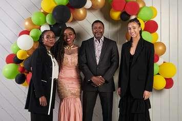 2023 Afro Caribbean Award winners. From left: Municipality of Kincardine Deputy Mayor Andrea Clarke; Dr. Maureen Oyaide-Ofenor; two-time Canadian National Poetry Slam Champion and keynote speaker, Dwayne Morgan; and Maya Hunter. Photo from the Municipality of Kincardine