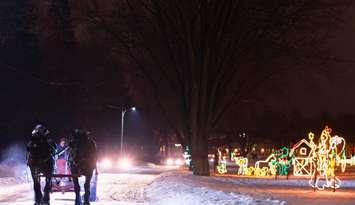 Horse drawn wagon rides at a the WinterLights display at Milt Dunnell Field. Photo provided by the Town of St. Marys