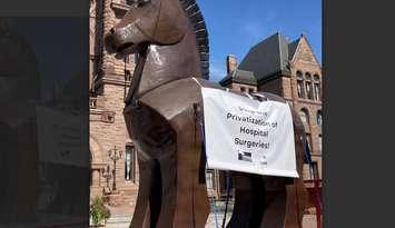 Trojan horse.  Photo from the Ontario Health Coalition