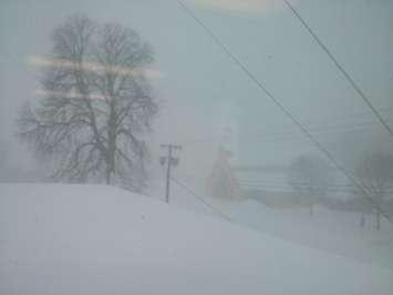 Heavy snowfall outside the CKNX Studios on Monday, January 18, 2016. (Photo by Craig Power)