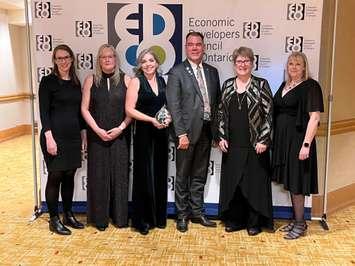 Photo (from left to right): Savanna Myers Director of Economic Development, Tourism & Culture, Grey County; Sheri Murphy, Support Services and Educational Lead, Long Term Care, Grey County; Jennifer Cornell, Director of Long Term Care, Grey County; Brian Milne Grey County Warden; Linda Alexander, Manager, Employment & Settlement Services, YMCA Owen Sound Grey Bruce; Sharon Baynham, Workforce Development Coordinator, YMCA Owen Sound Grey Bruce.  Photo from Grey County