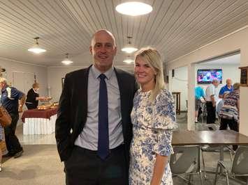 Huron Bruce MP Ben Lobb poses with his wife, Samantha Lobb, after winning the Huron-Bruce riding in the Federal Election. Photo by Bob Montgomery. 