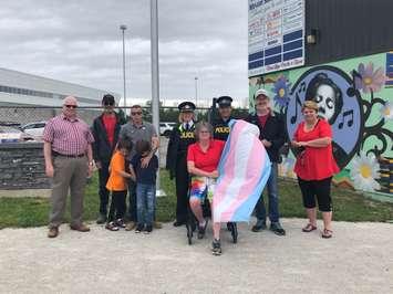 Community members gathered at the Kincardine Davidson Centre to raise the Transgendered Flag in celebration of Pride Month on June 1st, 2022.