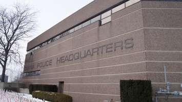 Sarnia Police Headquarters on Christina Street. 23 January 2020. (BlackburnNews.com photo by Colin Gowdy)
