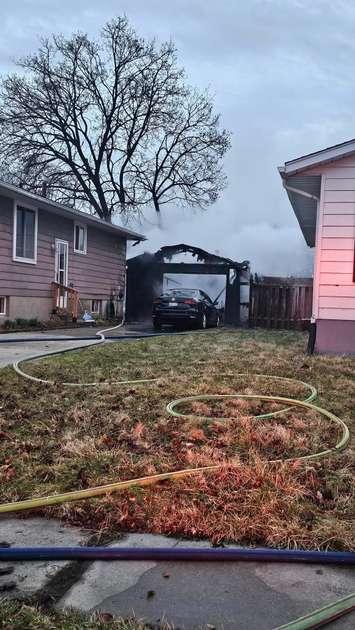 Fire at Cobden Street in Sarnia (Photo by: Sarnia Fire Rescue)