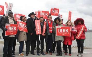Chris Sutton and Irek Kusmierczyk kick-off their election campaigns along the riverfront, March 24, 2025. (photo by Maureen Revait) 