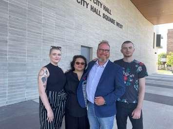 Chris Holt announces he will be running for mayor with his family by his side, July 12, 2022. (Photo by Maureen Revait)