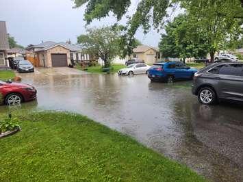 Flooding in Sherwood Village in Sarnia - July 16, 2024 (Photo courtesy of Shawn Gladwish)