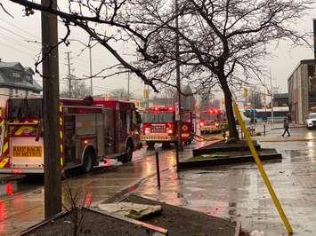 Fire trucks on the scene of a high rise fire (Supplied by: London Fire Department)