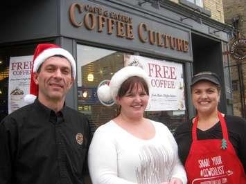 Mount Forest Coffee Culture owners Manny and Rosa Bettencourt with Trish Wake (middle)