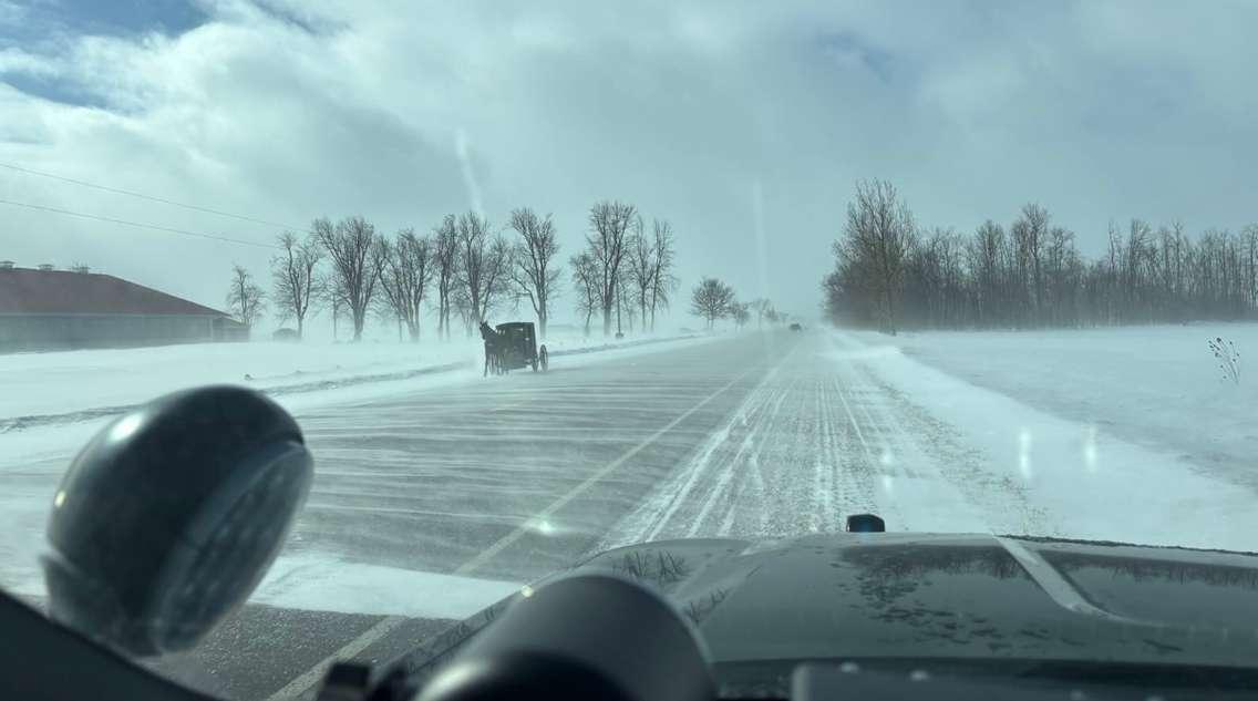 Snow and blowing snow in Perth County. Photo provided by Perth OPP. 