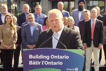 Premier Doug Ford announces his government will not go forward with its land development plans on the Greenbelt. September 21, 2023. Photo capture via Premier of Ontario on YouTube.