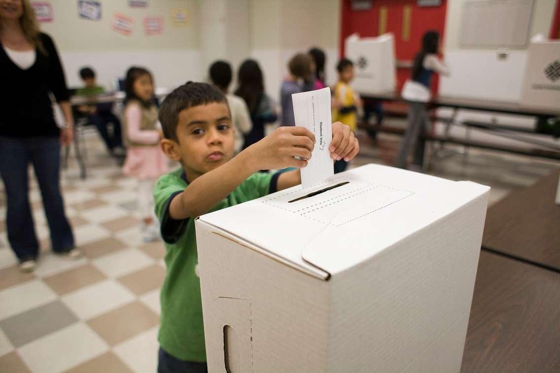 A student participates in a mock vote as part of the Student Vote program run by CIVIX. Submitted photo.