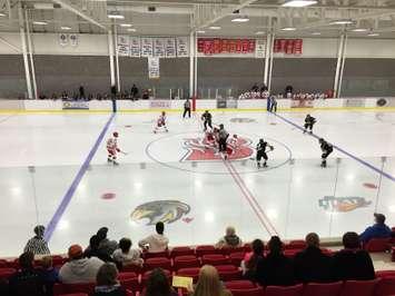 Hanover Barons and Goderich Flyers in season opener at the P & H Centre in Hanover. September 11, 2015. Photo by Ryan Drury