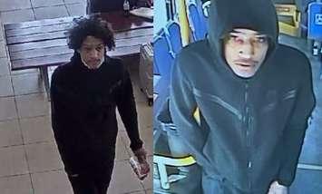 London police are searching for this unknown man accused of entering a stopped vehicle downtown and stabbing the driver, March 21, 2023. Photo provided by the London Police Service.