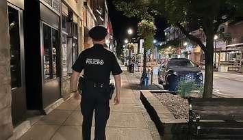 An Owen Sound police officer on foot patrol. Photo provided by the Owen Sound Police Service. 