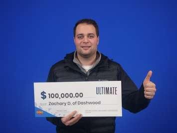 Zach Desjardins won $100,000 playing INSTANT ULTIMATE (Photo provided by OLG)