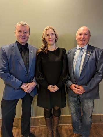 L-R: Councillor Jim Ginn, CAO Meighan Wark, and Warden Glen McNeil (Courtesy of Huron County)