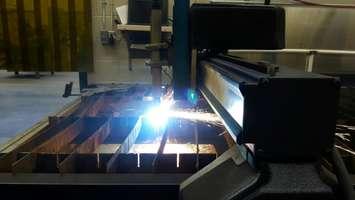 The plasma cutter in action at Sacred Heart High School in Walkerton, part of the new Innovation & Manufacturing Centre on Tuesday, June 14th 2016. (Photo by Craig Power, © 2016).