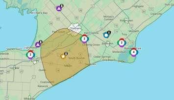 Hydro One outage map. May 16, 2025.