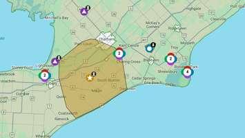 Hydro One outage map. May 16, 2025.