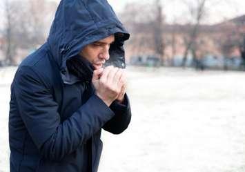 Man dressed in warm clothing in snowy weather (Image courtesy of Paolo Cordoni/Getty Images)