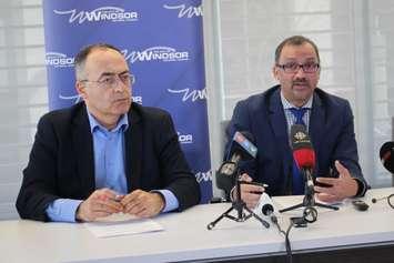 City of Windsor CAO Onorio Colucci and Windsor-Essex Medical Officer of Health Dr. Wajid Ahmed, March 13, 2020. (Photo by Maureen Revait)
