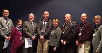 Bruce County Employee Recognition Program recipients:  Jaron Kerr, Nancy Kuhl, Chris Irvine, John VanDelden, Nancy Reinhart, Warden Paul Eagleson, Mike Berberich, Kelley Coulter CAO (photo sumitted) 