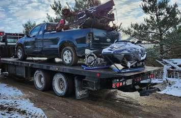 Stolen property seized by South Bruce OPP during the execution of a search warrant in the township of Arran-Elderslie. Photo provided by South Bruce OPP. 