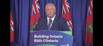 Ontario Premier Doug Ford gives an address following a cabinet shuffle on September 5, 2023. Image courtesy Premier of Ontario/YouTube.