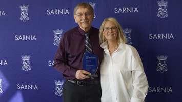 Trailblazer Award Winner John Hagens and Committee member Heather Allen at the 2023 Accessibility Awards (Lindsay Newman)